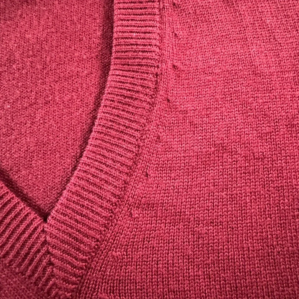 Vintage Burberrys Sweater‎ Mens XL Red Merino Wool V-Neck Academia 80s Scotland